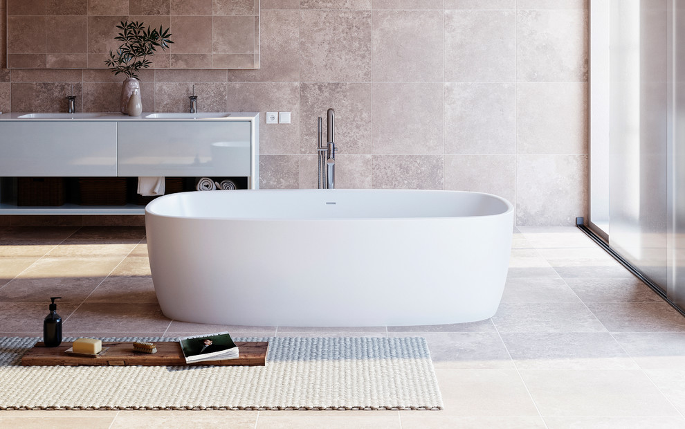 Coletta-Wht Отдельностоящая Каменная Ванна