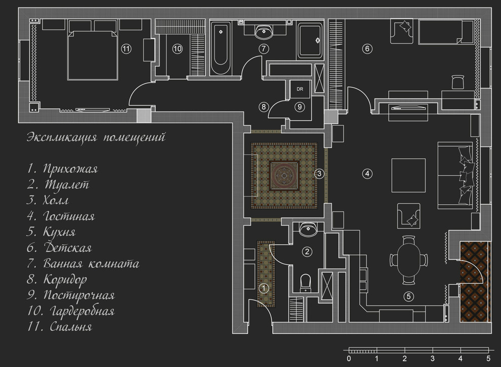 Houzz тур: Квартира с алым холлом и английской классикой