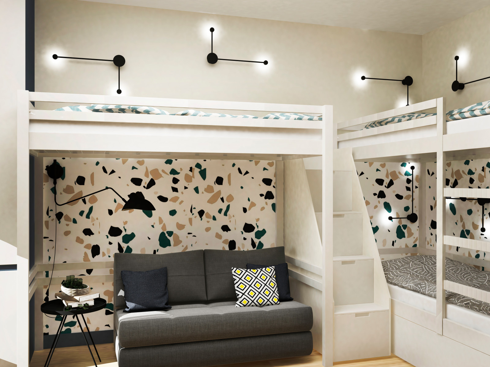 Квартира для семьи с тремя детьми "Стоун терапия"