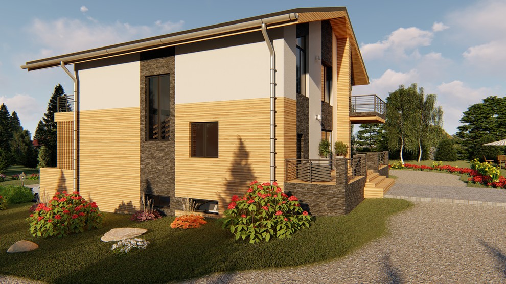 Двухэтажный дом на склоне