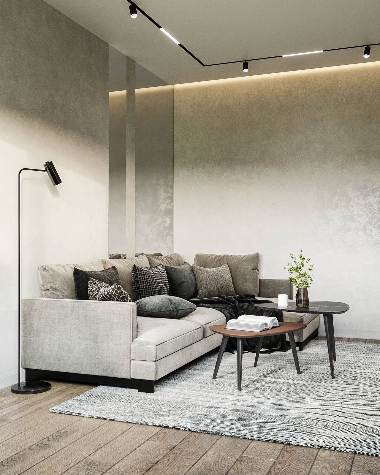 Гостиная в проекте квартиры 100 м2 в Москве