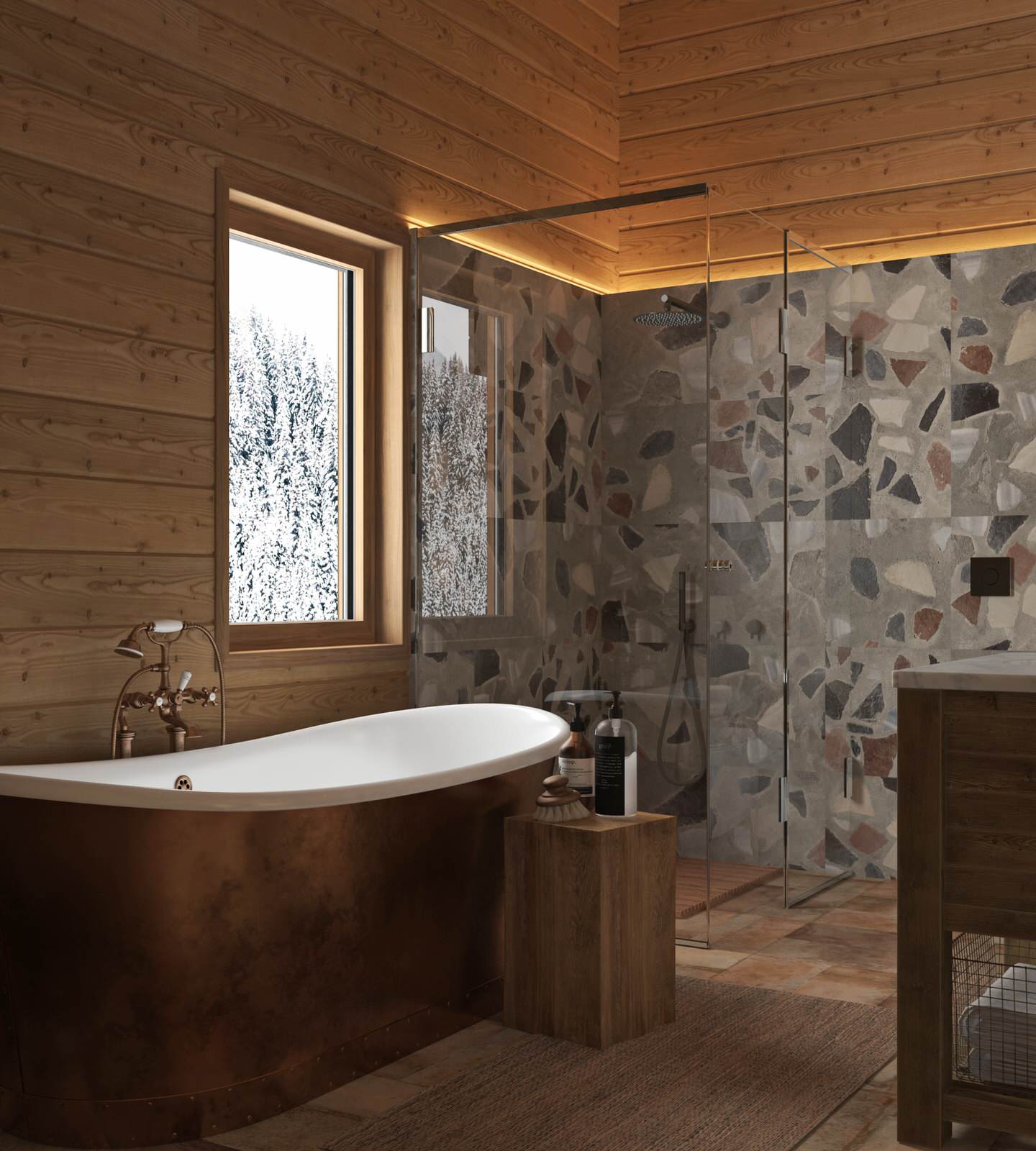 дизайн-проект интерьера деревянного загородного дома