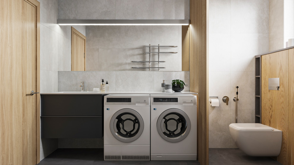 Барнхауз с мансардными окнами в серых оттенках