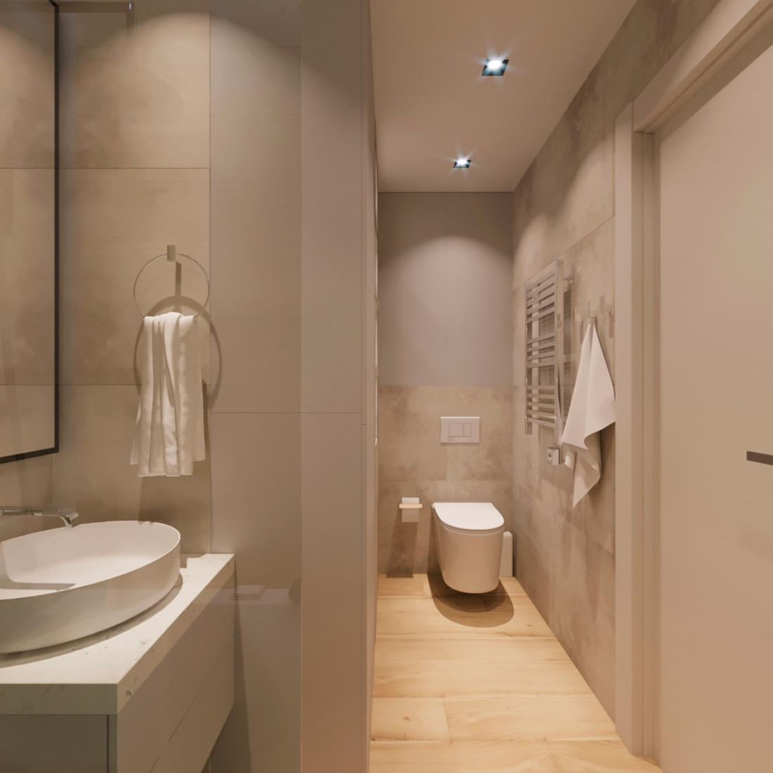 Ванная комната в теплой гамме