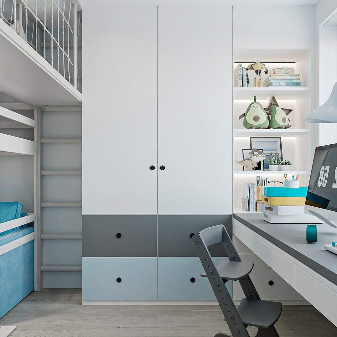 Интерьер детской комнаты в холодных оттенках