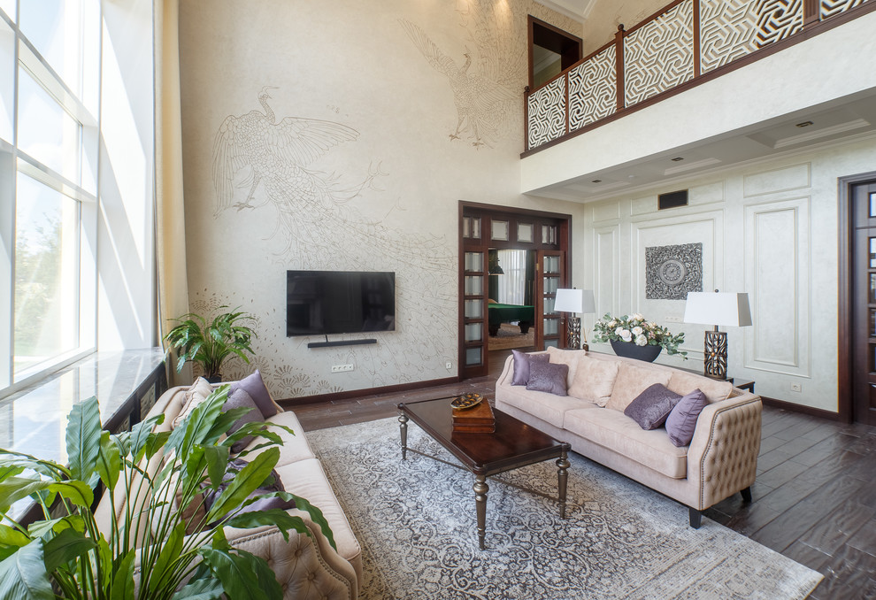 Интерьер загородного дома с двусветным пространством