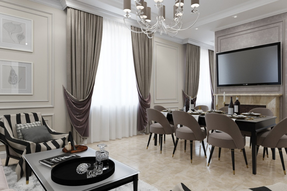 Обложка проекта: Дизайн-проект гостиной и столовой