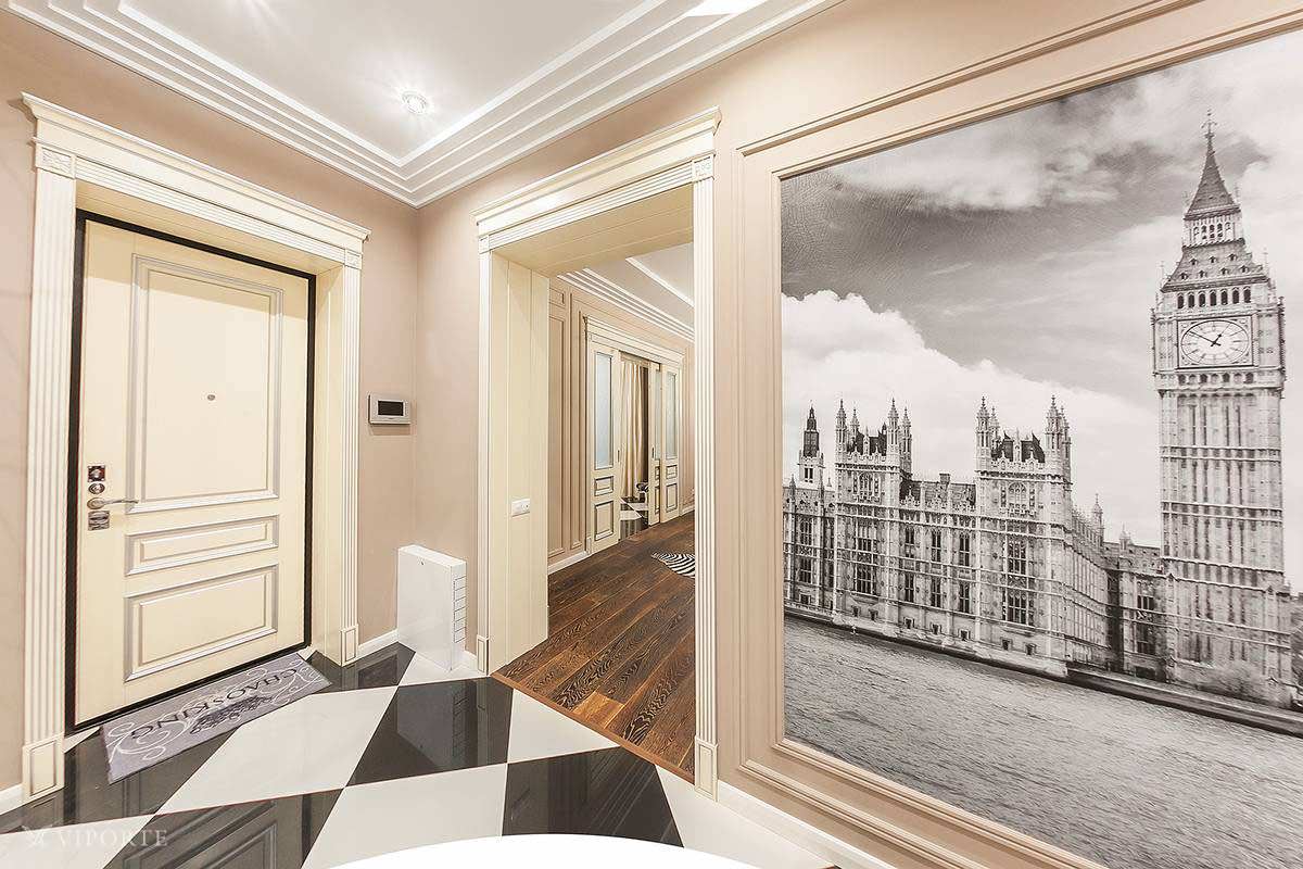 Дверь из массива бука Рим в интерьере "В тауповых тонах"