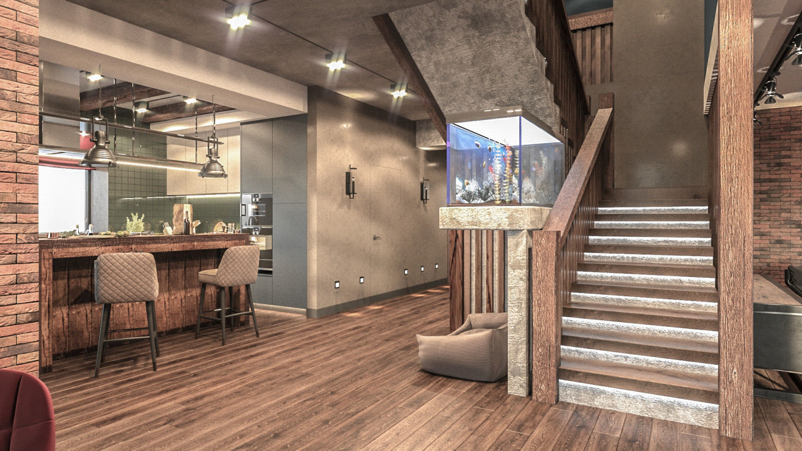 Дом в стиле яркое шале. Холл