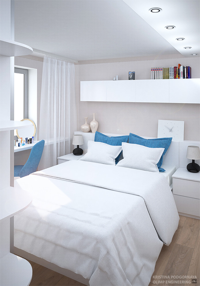 Визуализация интерьера квартиры в современном стиле с классической кухней