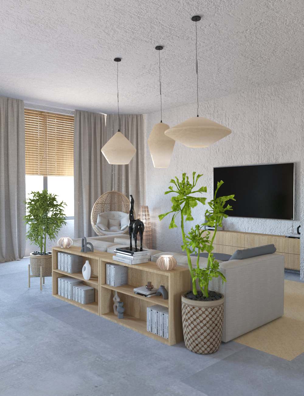 Гостиная с элементами экостиля