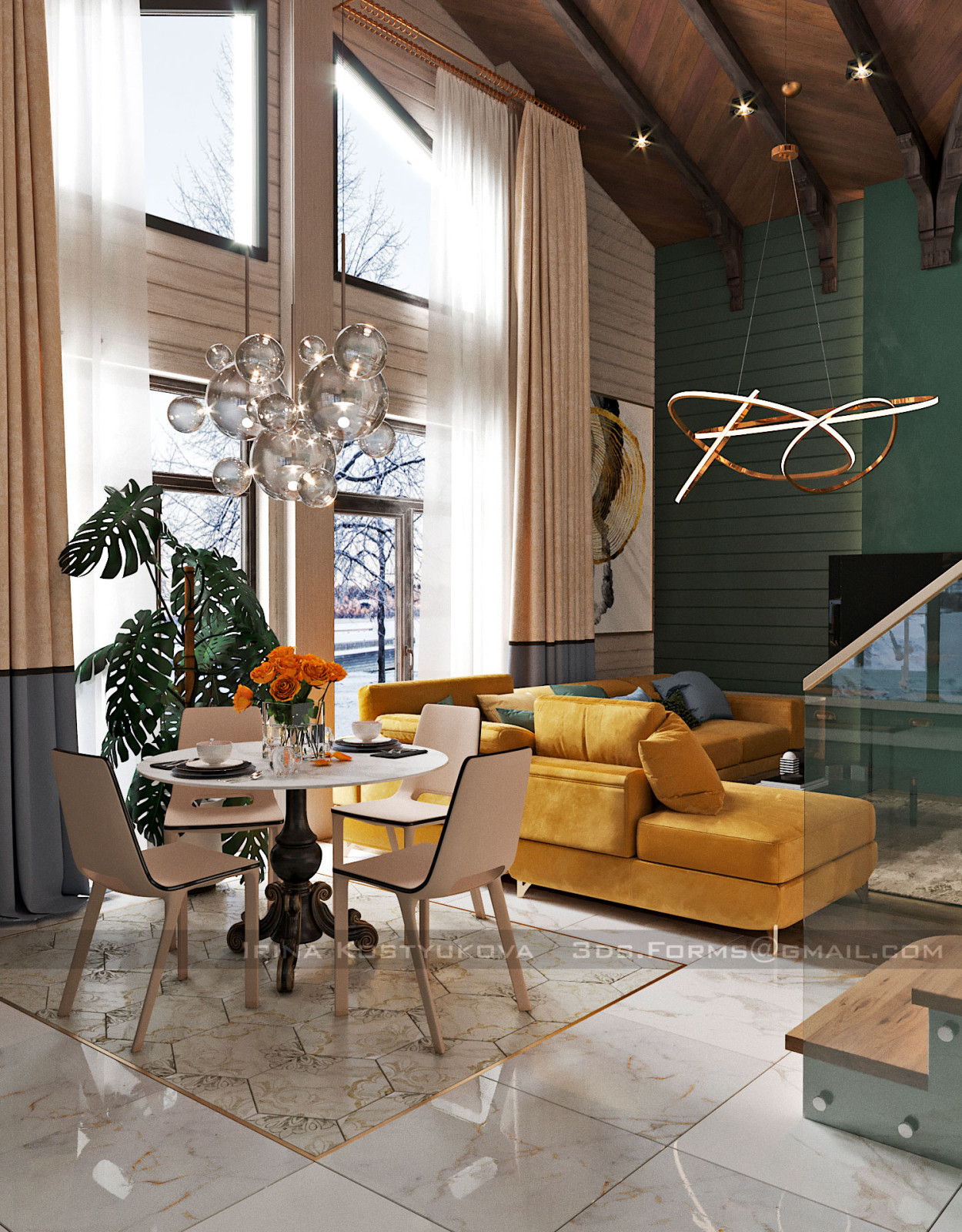 Дизайн гостиной в частном доме