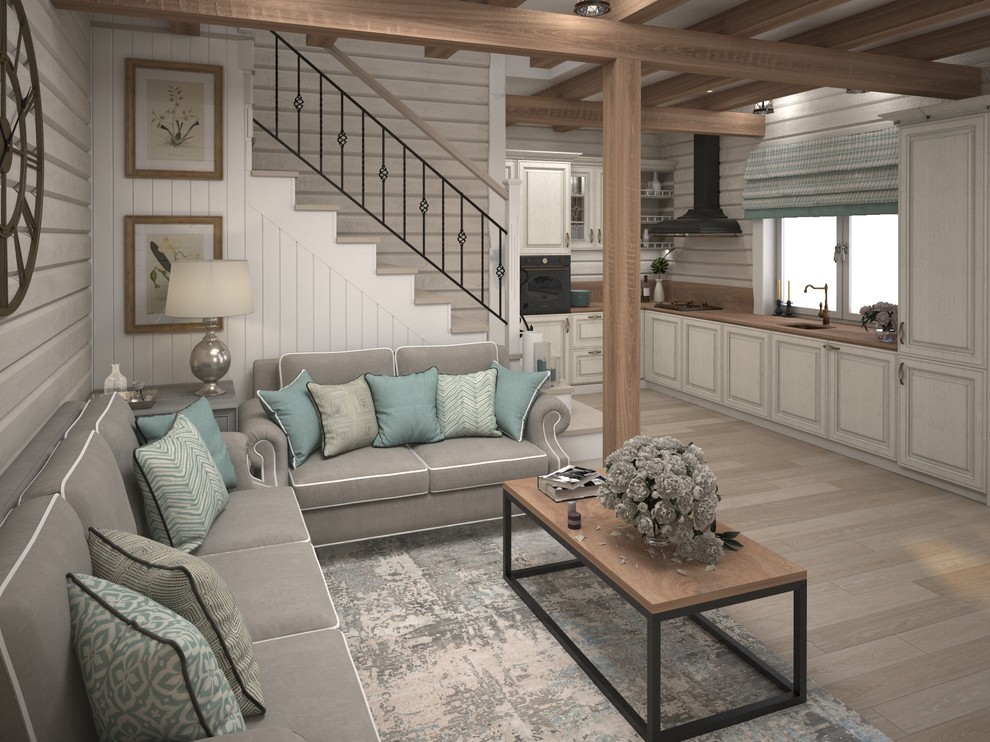 Интерьер гостиной в загородном доме