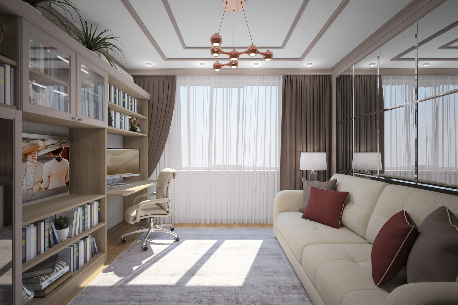 Кабинет. Квартира в многоэтажном доме 160м2. 1 Вариант.