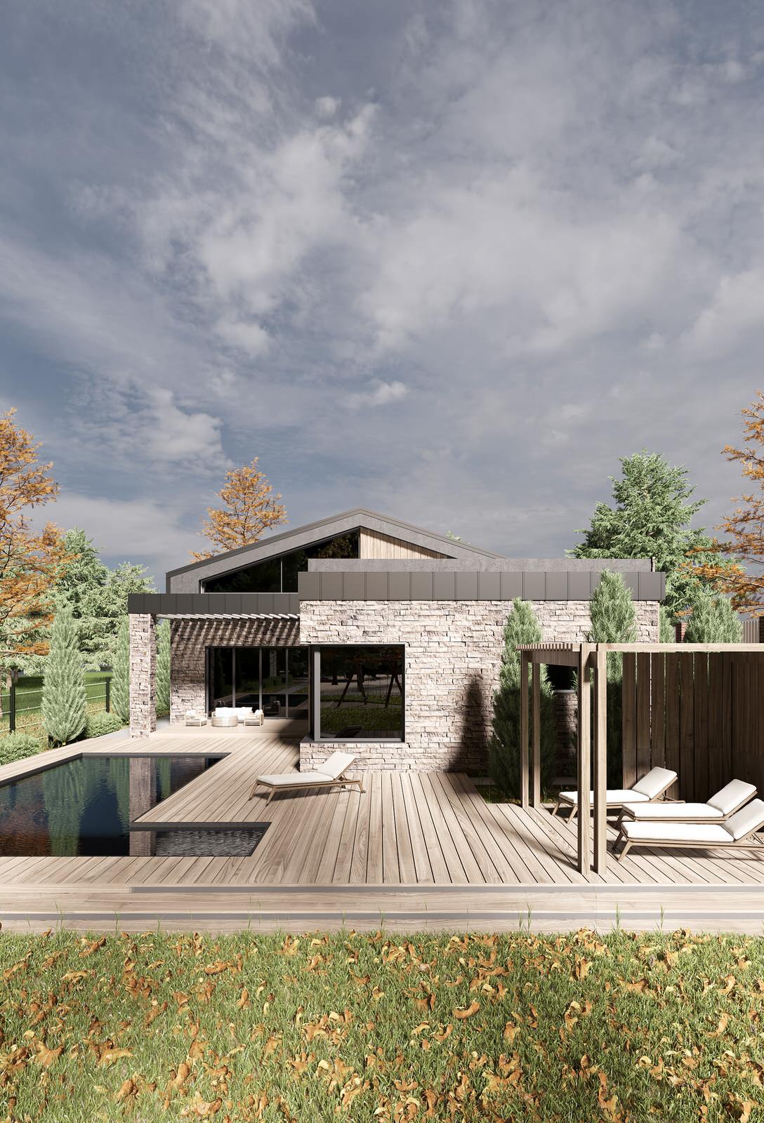 Обложка проекта: Одноэтажный дом с бассейном