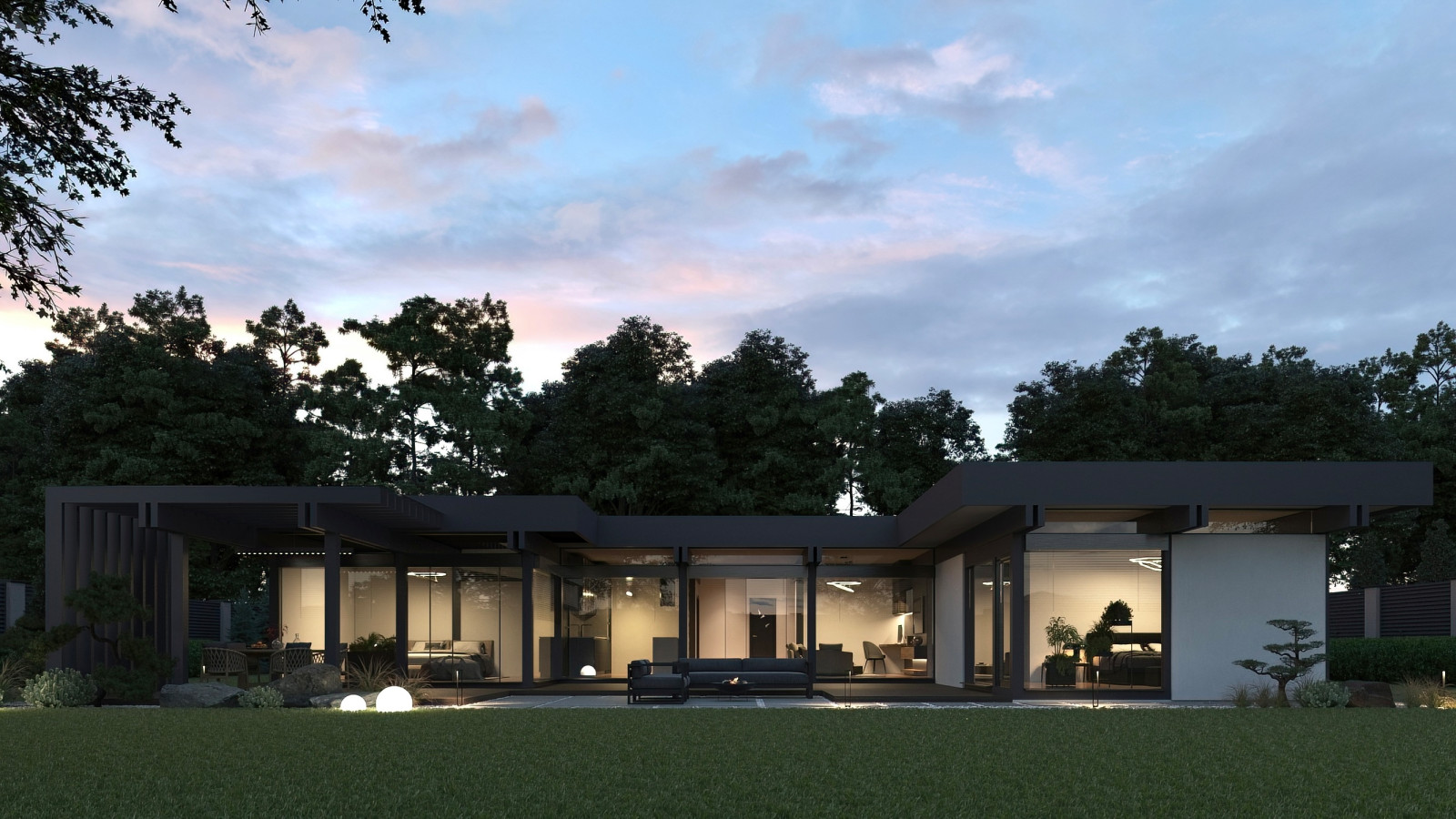 Обложка проекта: Одноэтажный дом с плоской кровлей Монтерей 175м²