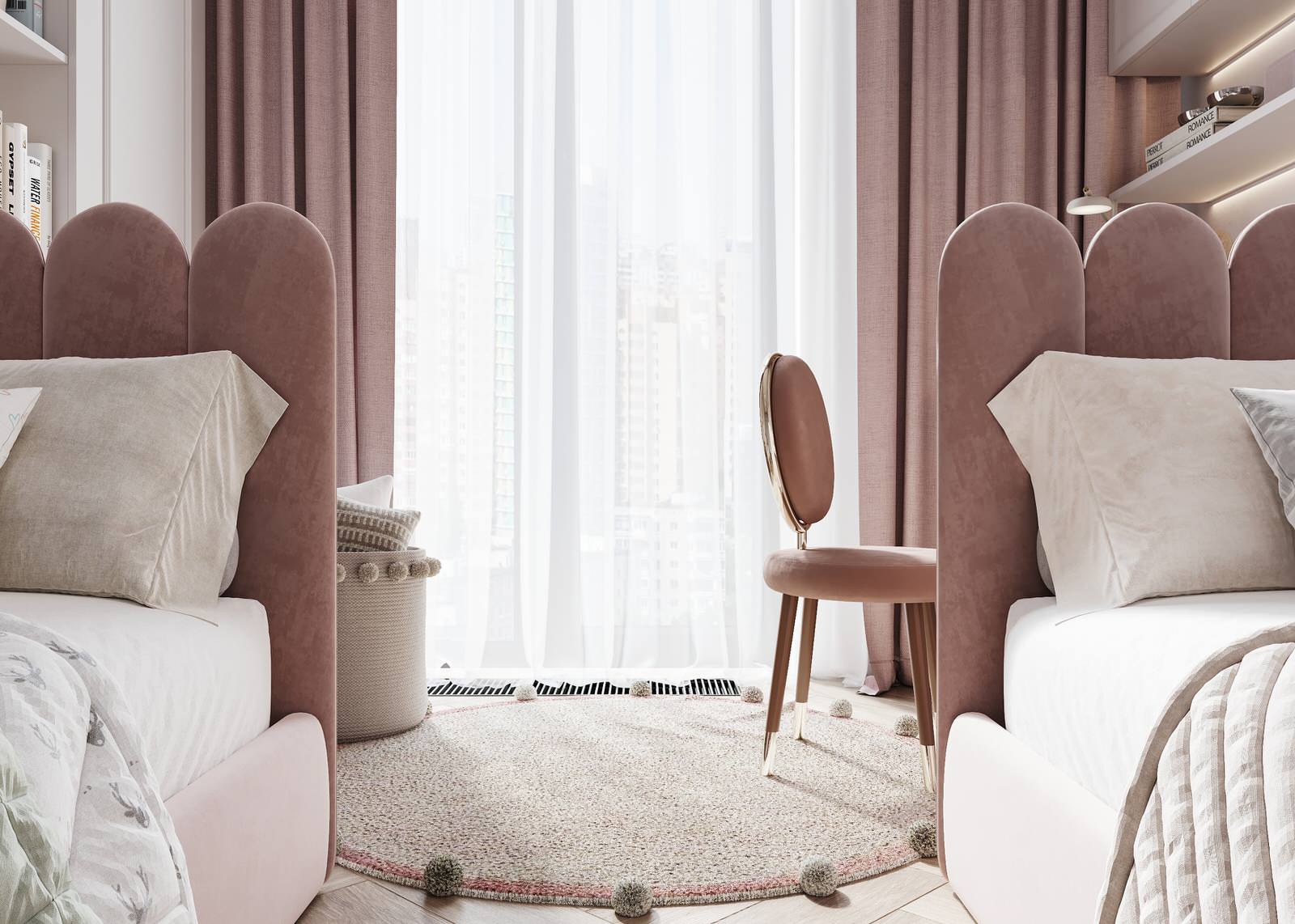 Интерьер розовой детской 13м2