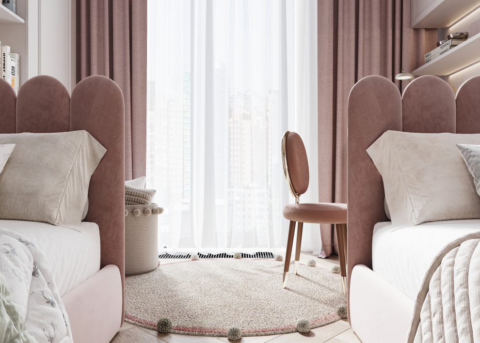 Интерьер розовой детской 13м2