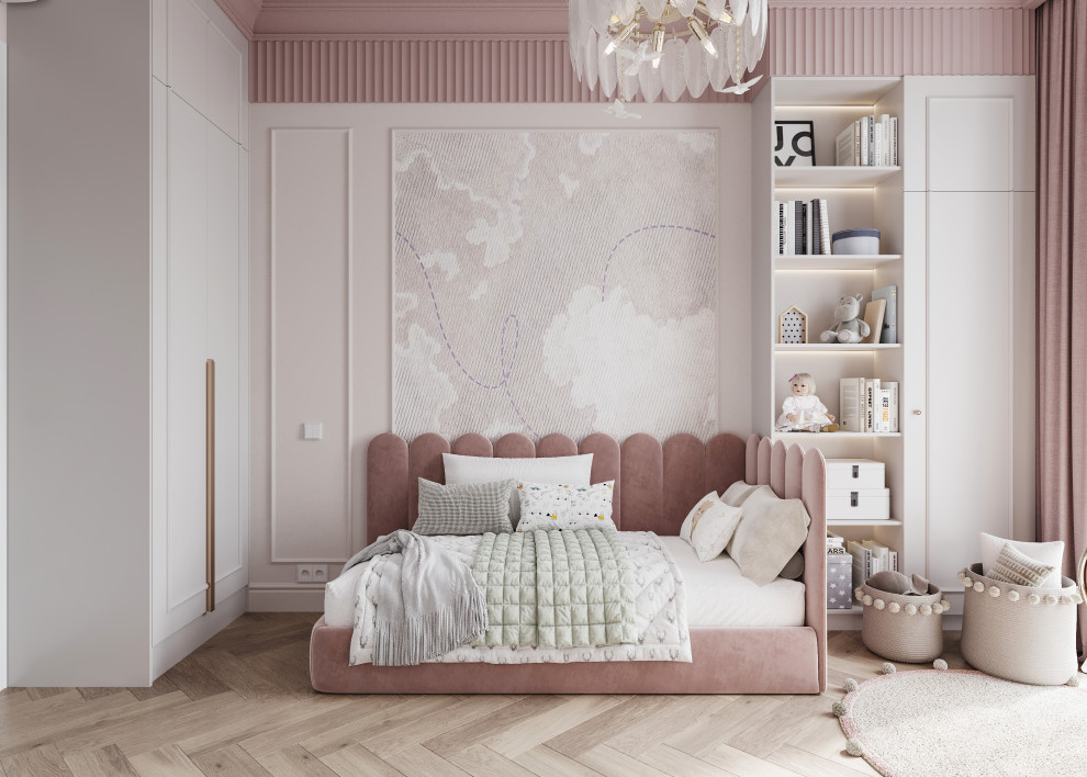 Интерьер розовой детской 13м2