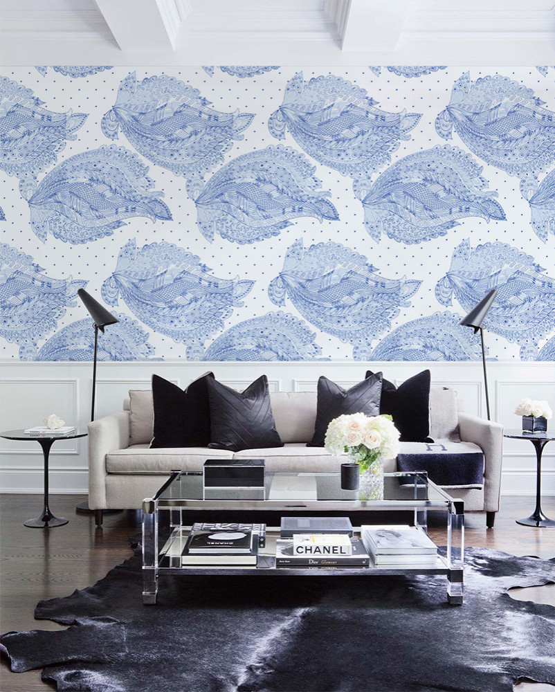 Дизайнерские обои "Звездный лотос (голубые)"