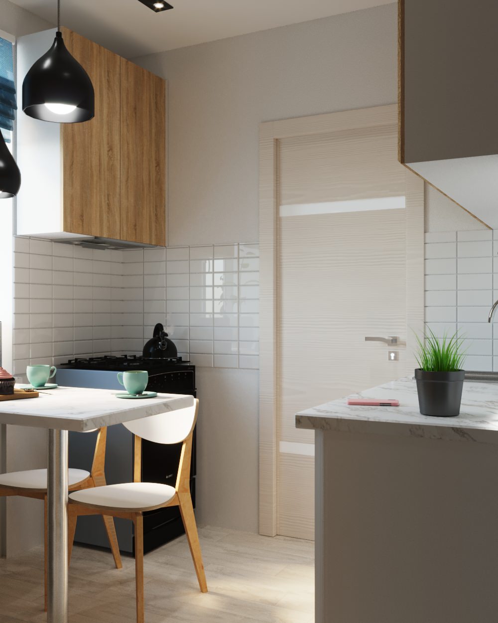 Кухня 4,5 м2 с двумя дверными проемами