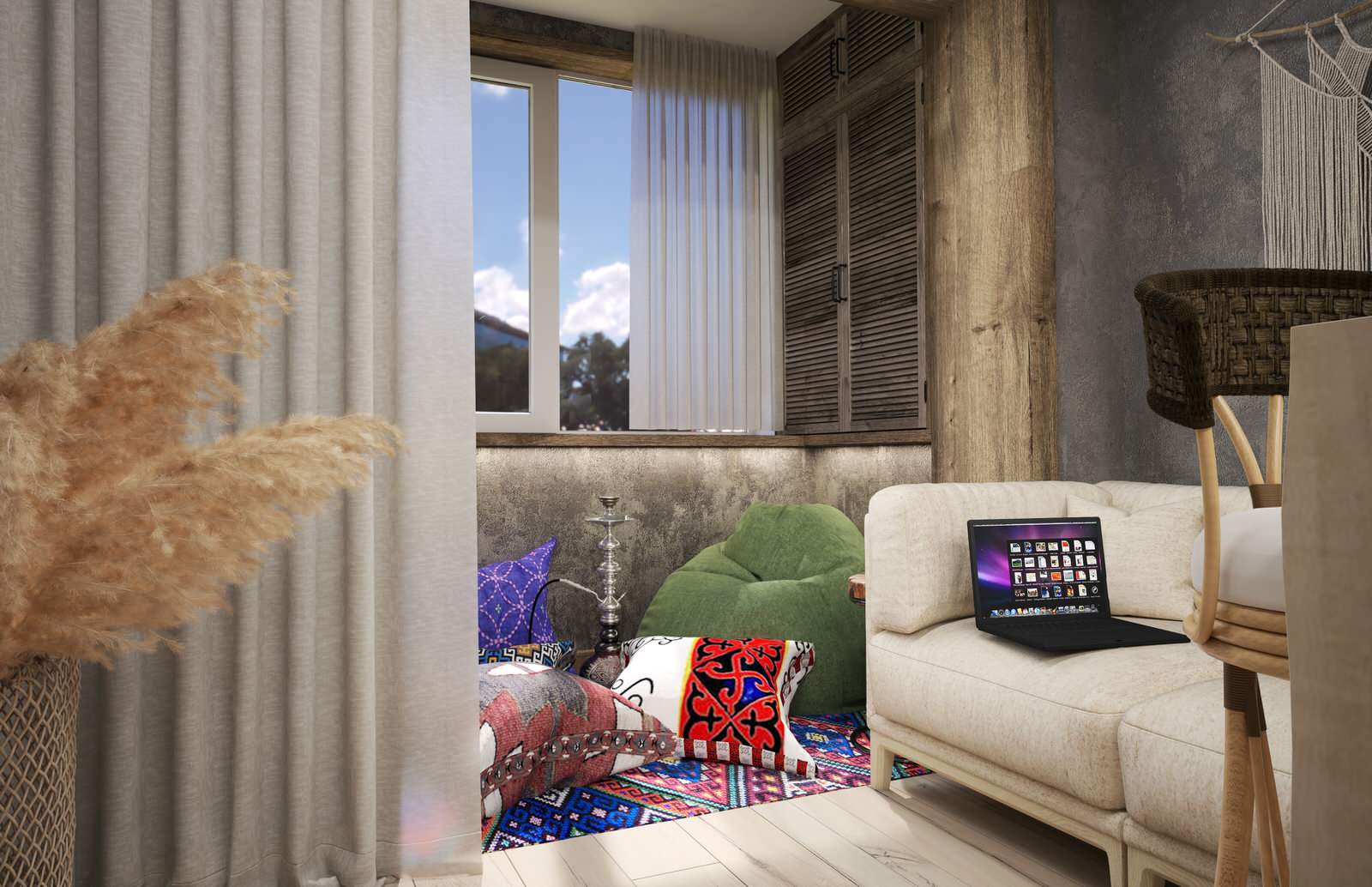 Двухкомнатная квартира. 64 кв.м. в стиле Бохо