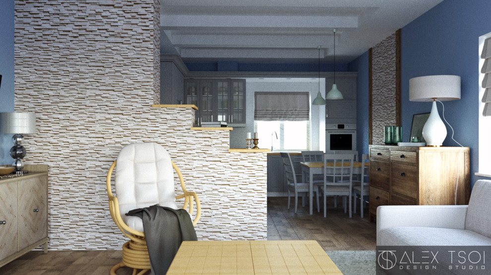 Визуализация гостинной и кухни