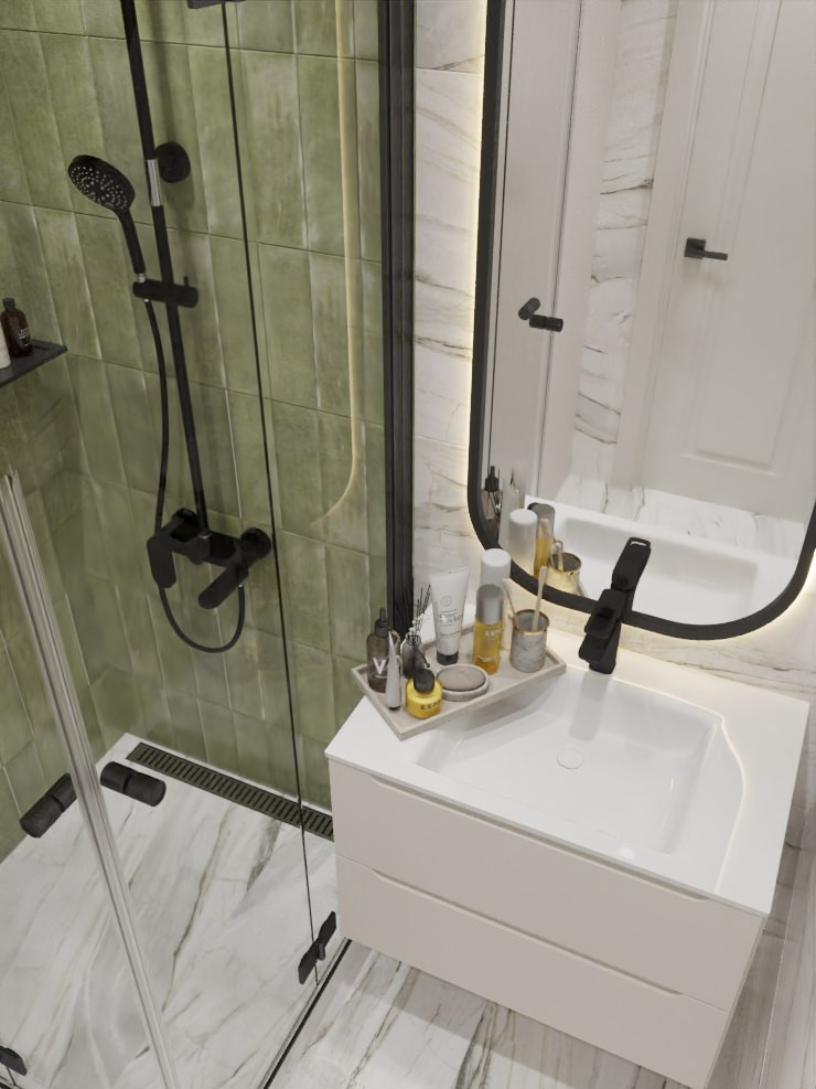 Двухкомнатная квартира в зеленых тонах