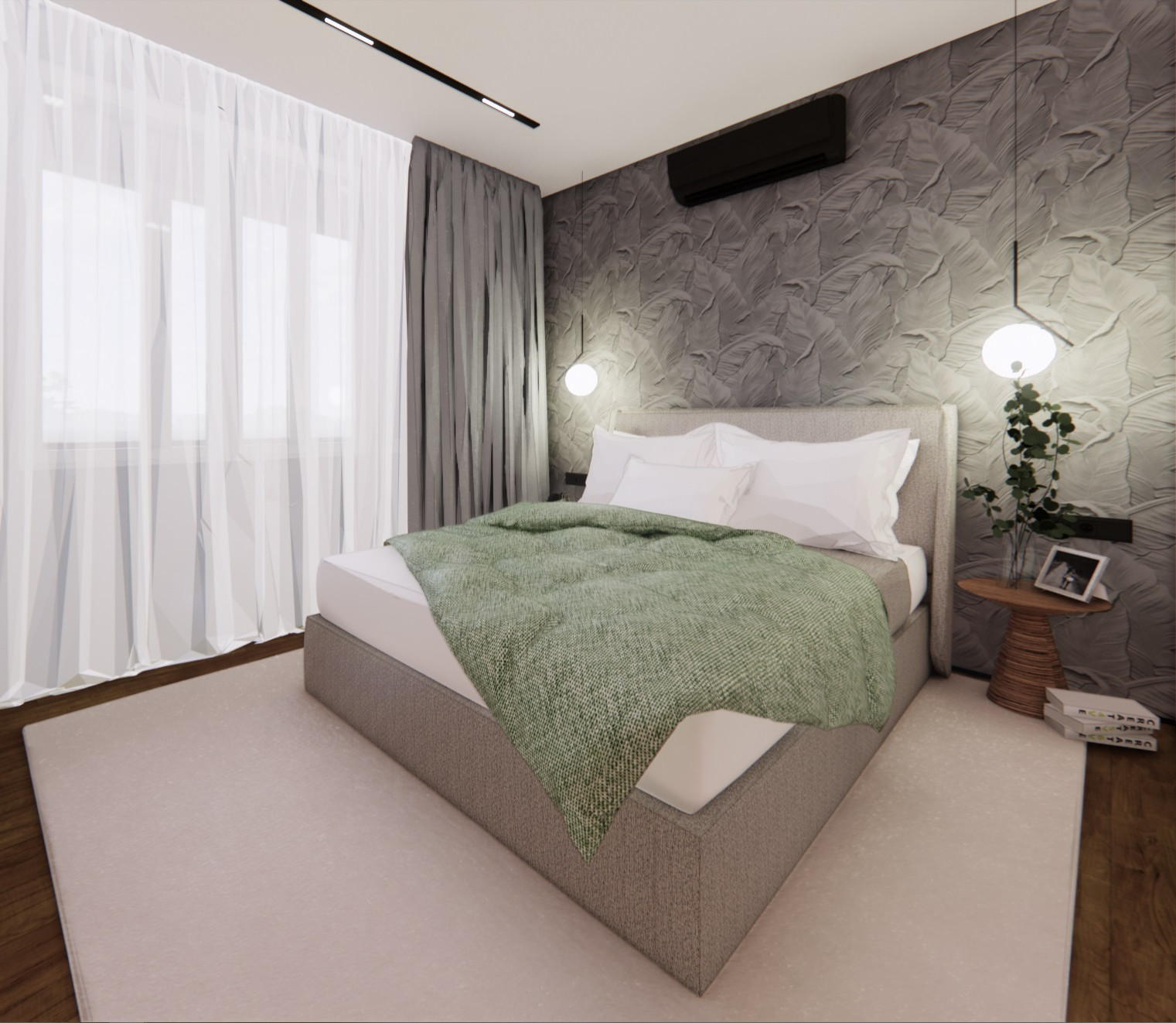 Обложка проекта: Квартира в спокойных тонах с черными акцентами