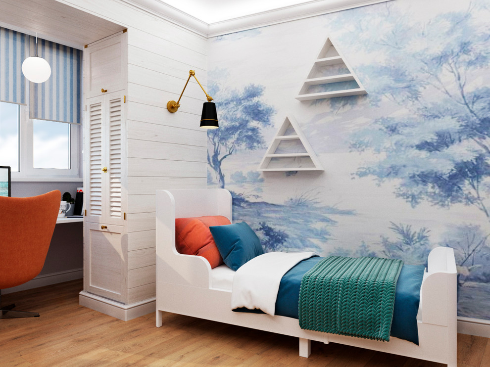 Проект интерьера детской комнаты для мальчика и девочки.