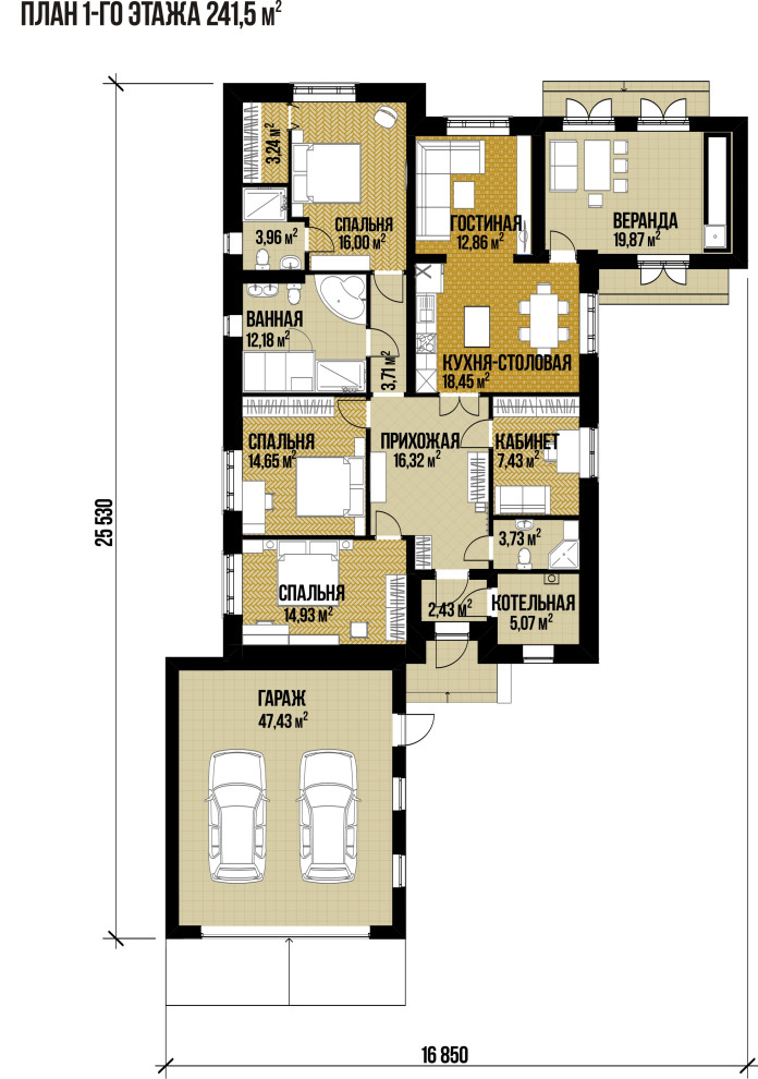 Обложка проекта: Одноэтажный кирпичный дом