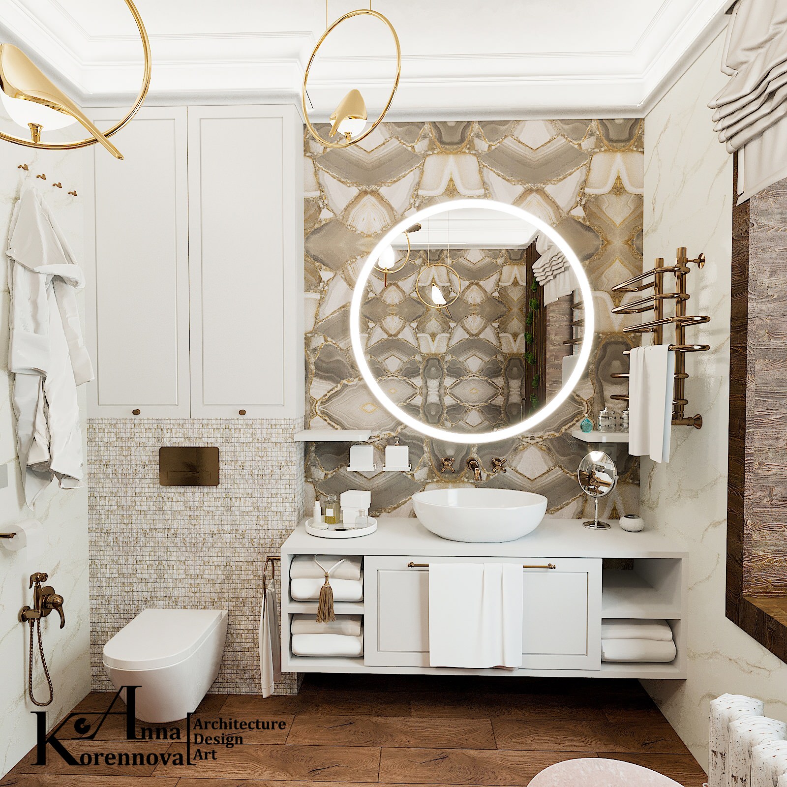 Ванная комната в проекте коттеджа "Дом у реки"