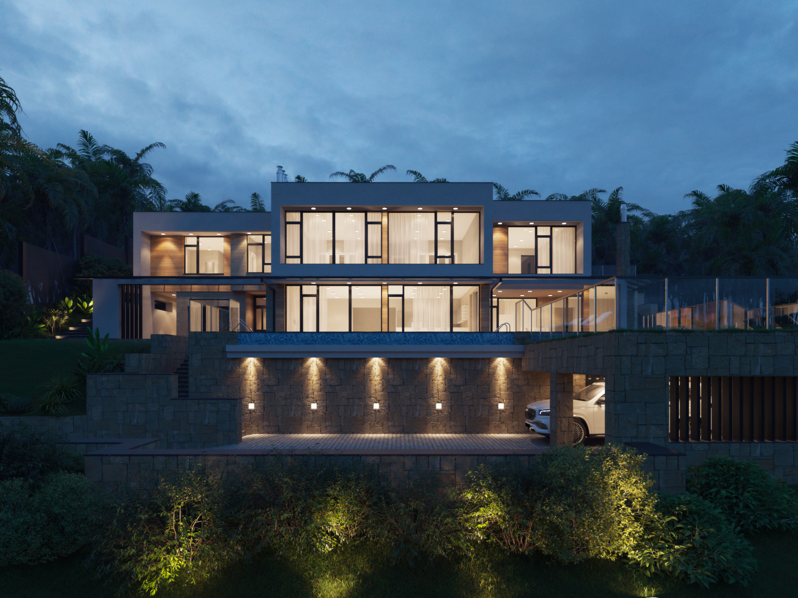 Проект дома в Сочи на участке с перепадом рельефа 20 метров