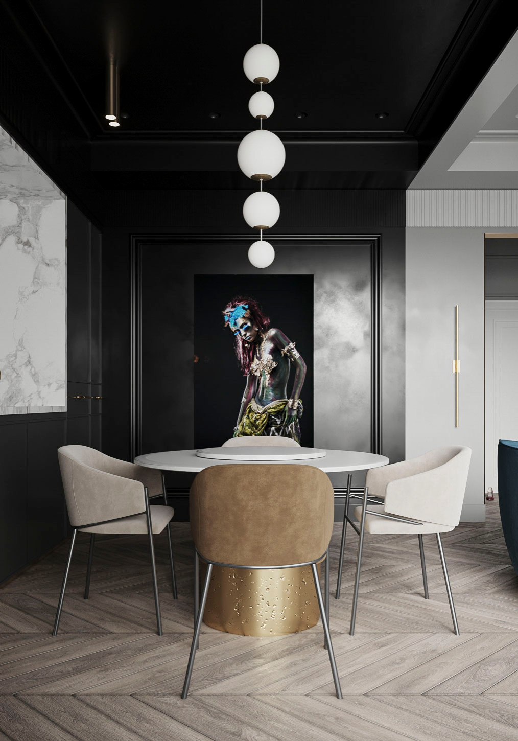 Атмосферная кухня_гостинная