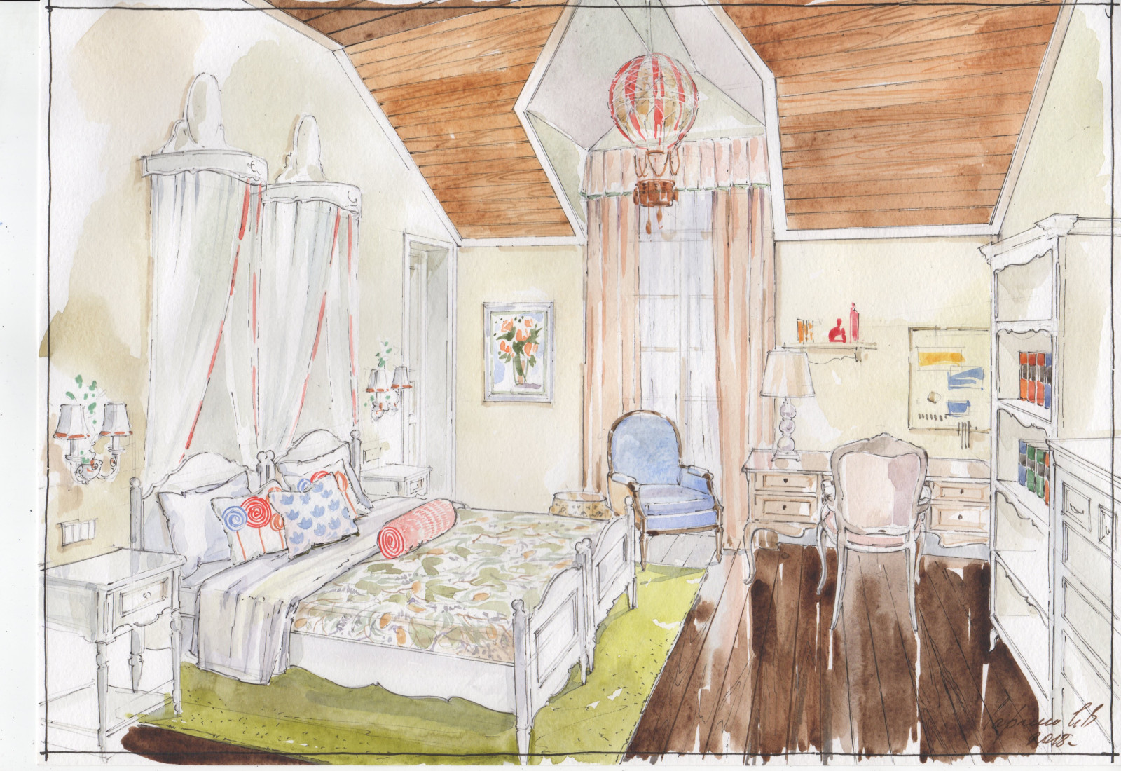 Акварельные эскизы к проекту: Загородного дома в стиле Прованс.