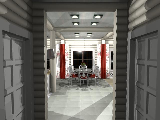 кухня-столовая в доме из бруса