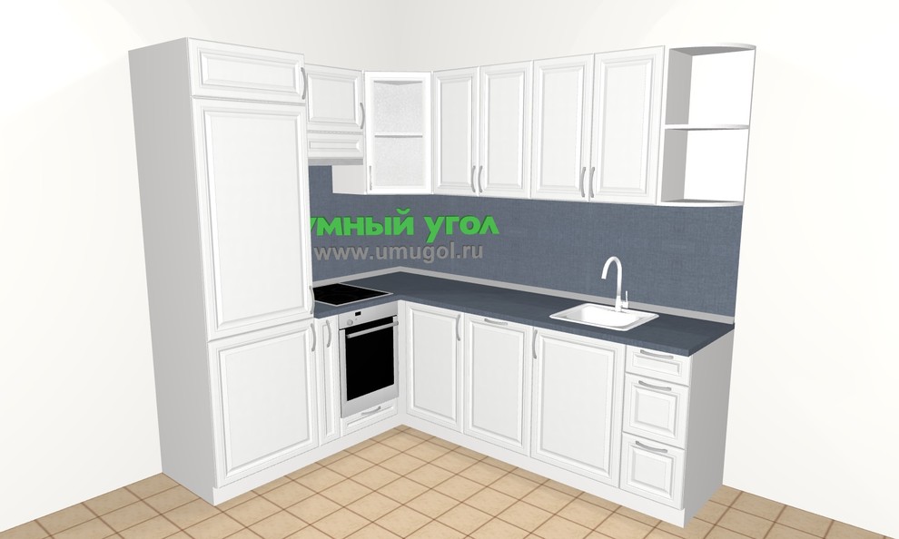 Обложка проекта: Угловая кухня со встроенным холодильником