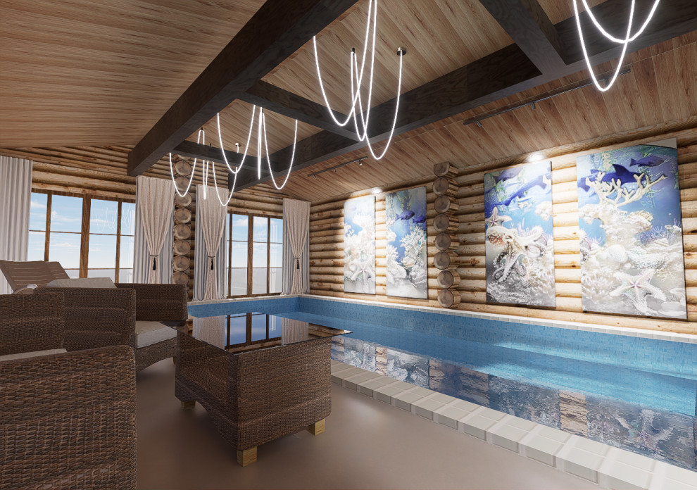 Дизайн бассейна в деревянном доме