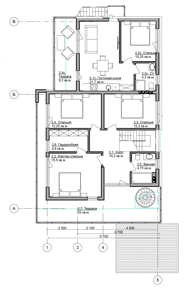 Проект дома с корпусом для сдачи в аренду