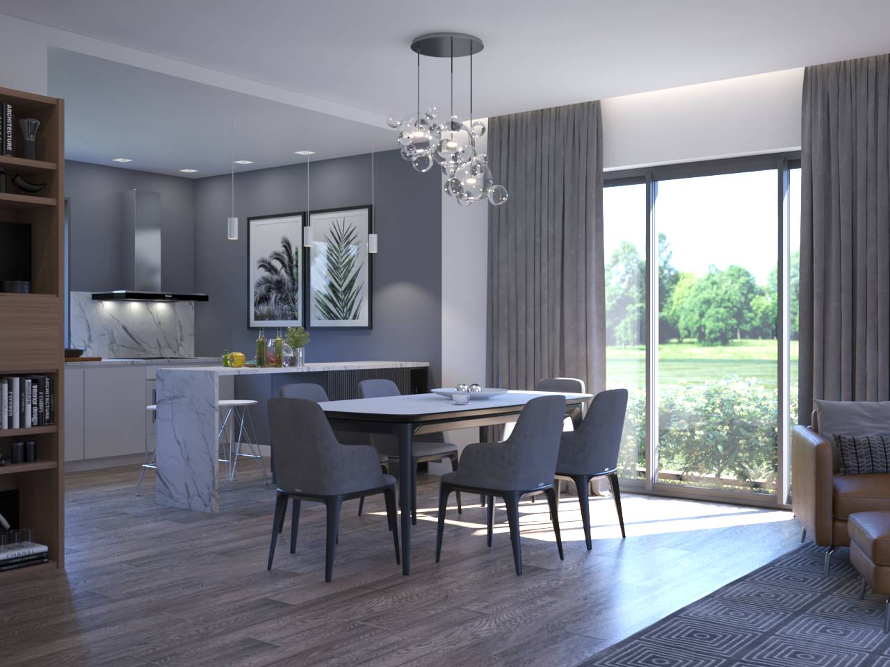 Обложка проекта: Гостиная совмещенная с кухней