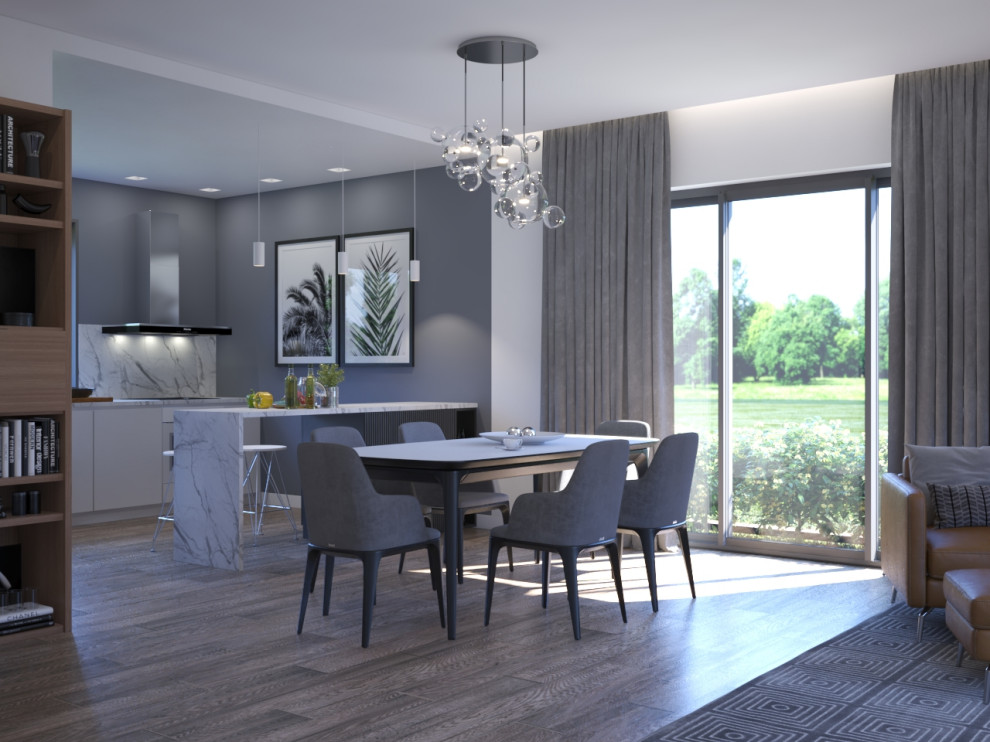 Обложка проекта: Гостиная совмещенная с кухней