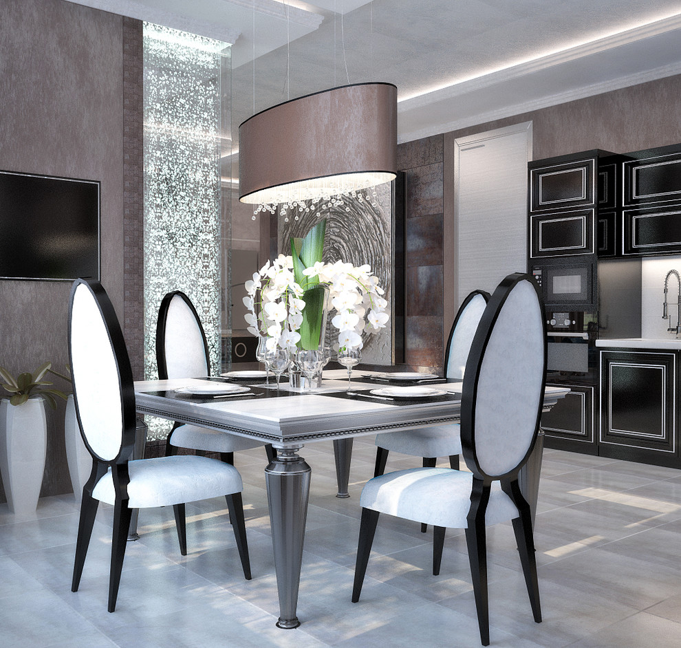 Deep blue and black in kitchen and living room