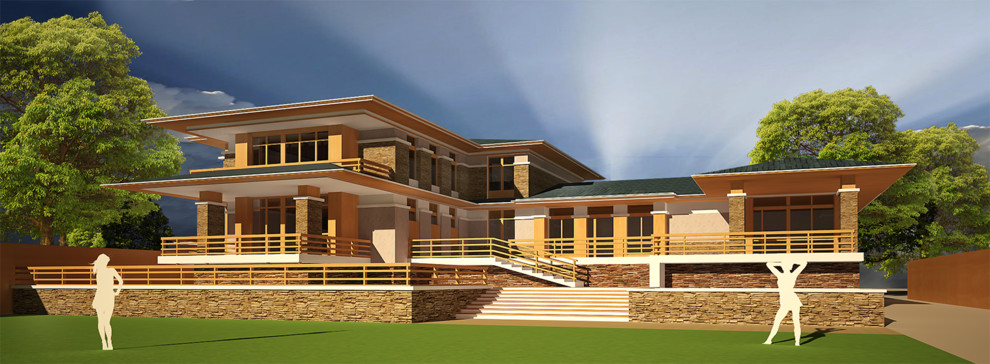 Загородный жилой дом в стиле Райт