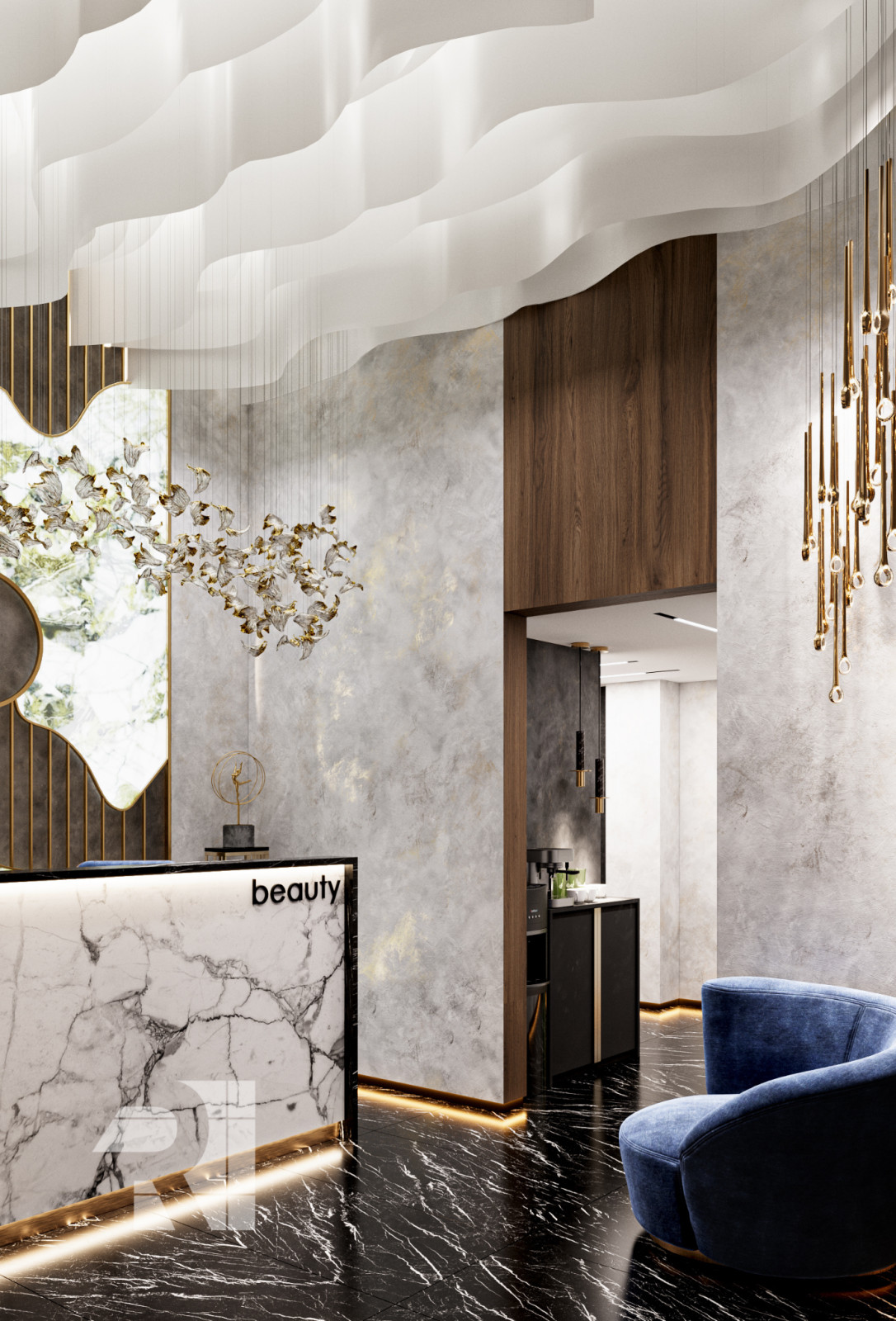 Дизайн салона красоты в стиле современный ар-деко