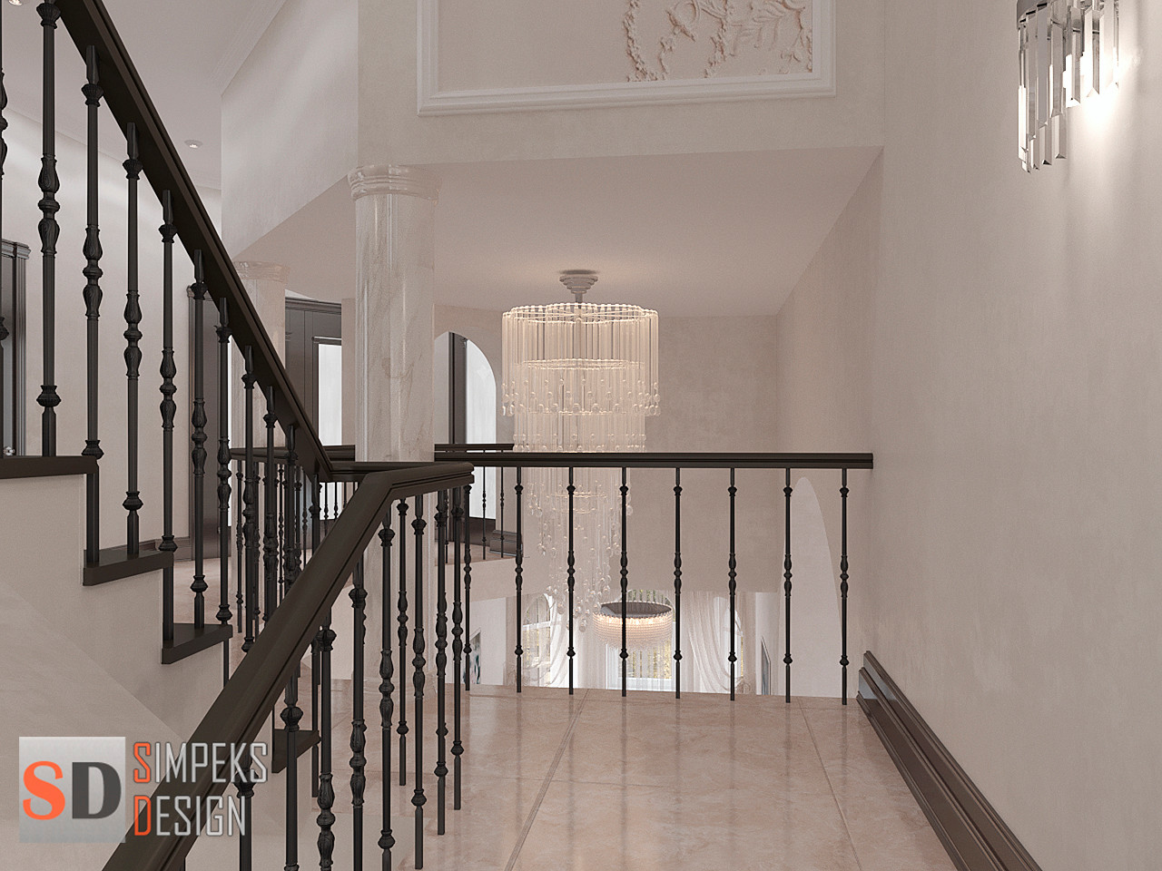 Большая люстра в холле