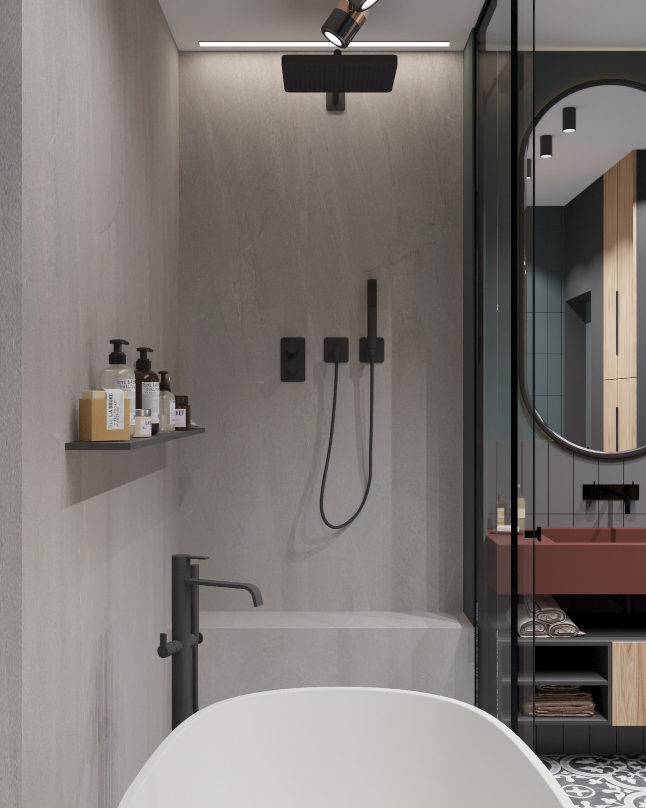 Яркие акценты и серые тона