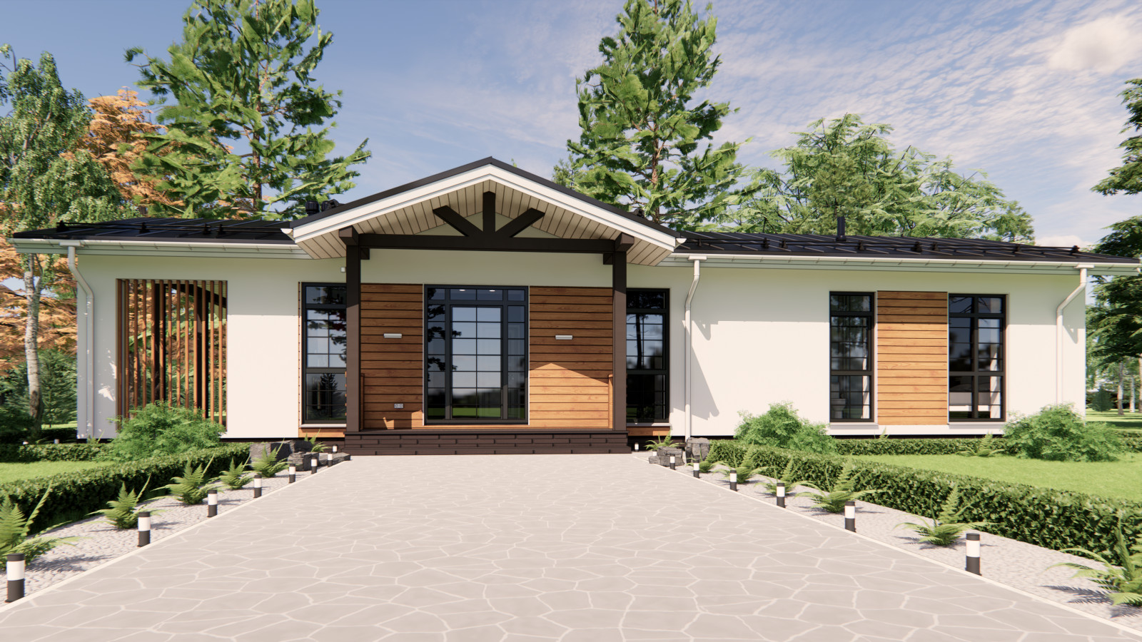 Входная групп и главный фасад