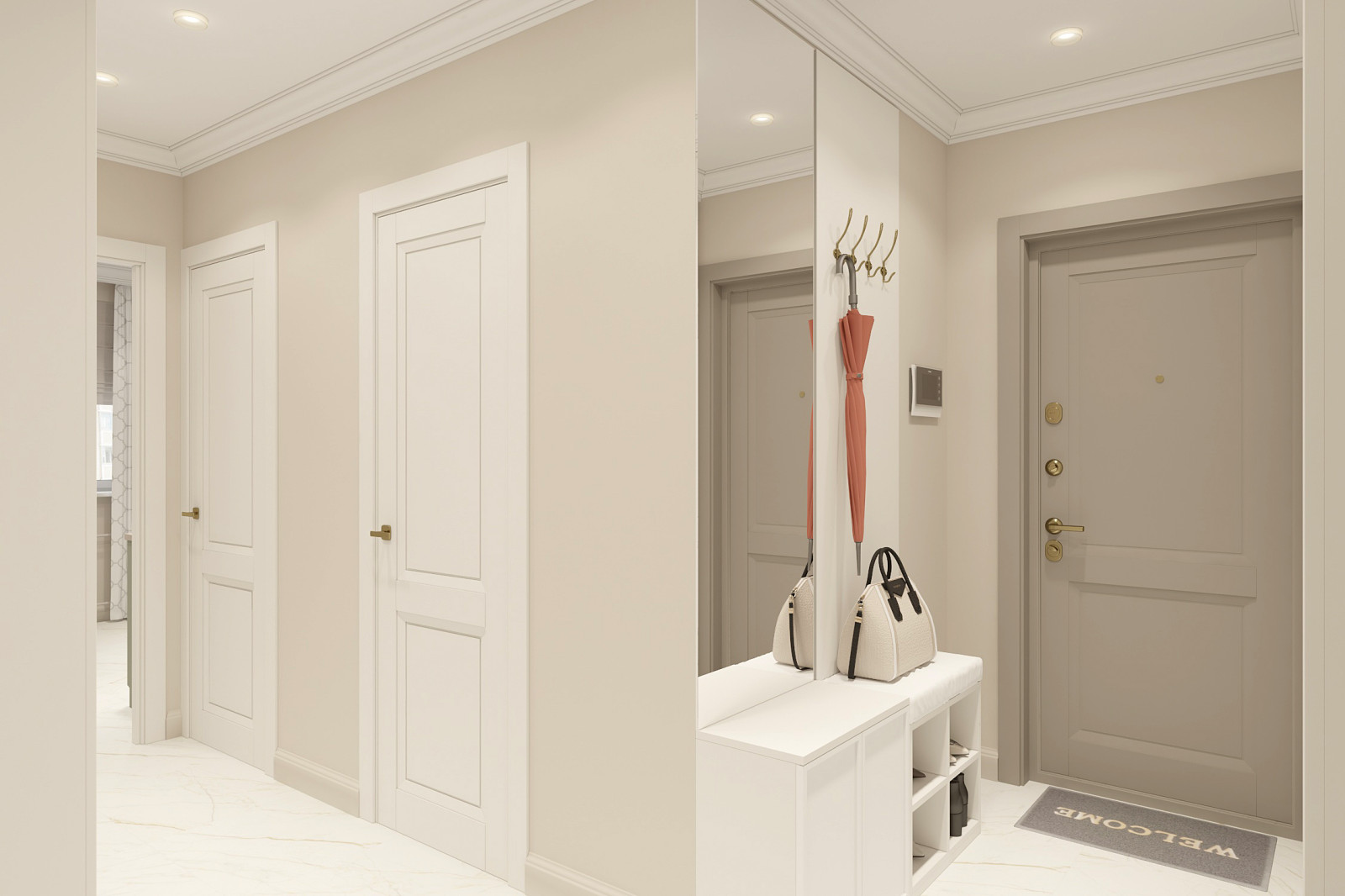 Двухкомнатная квартира 56 кв. м. в стиле неоклассика, в доме серии П-44Т