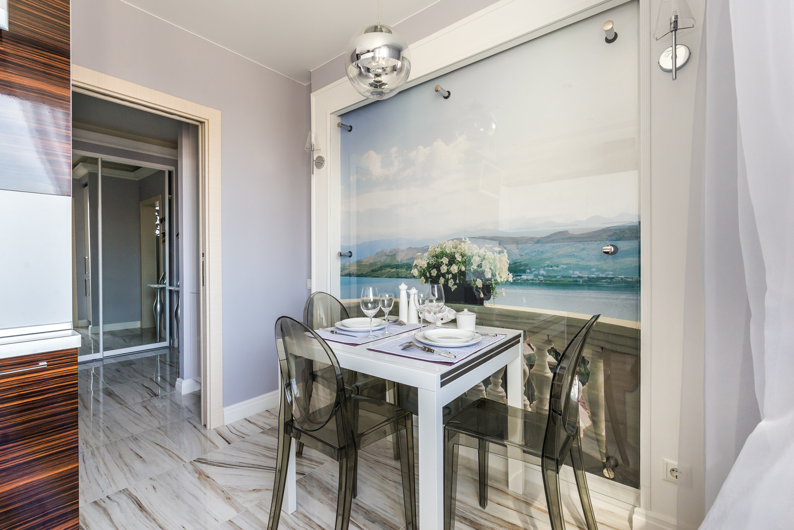 Кухня.Фотообои под стеклом