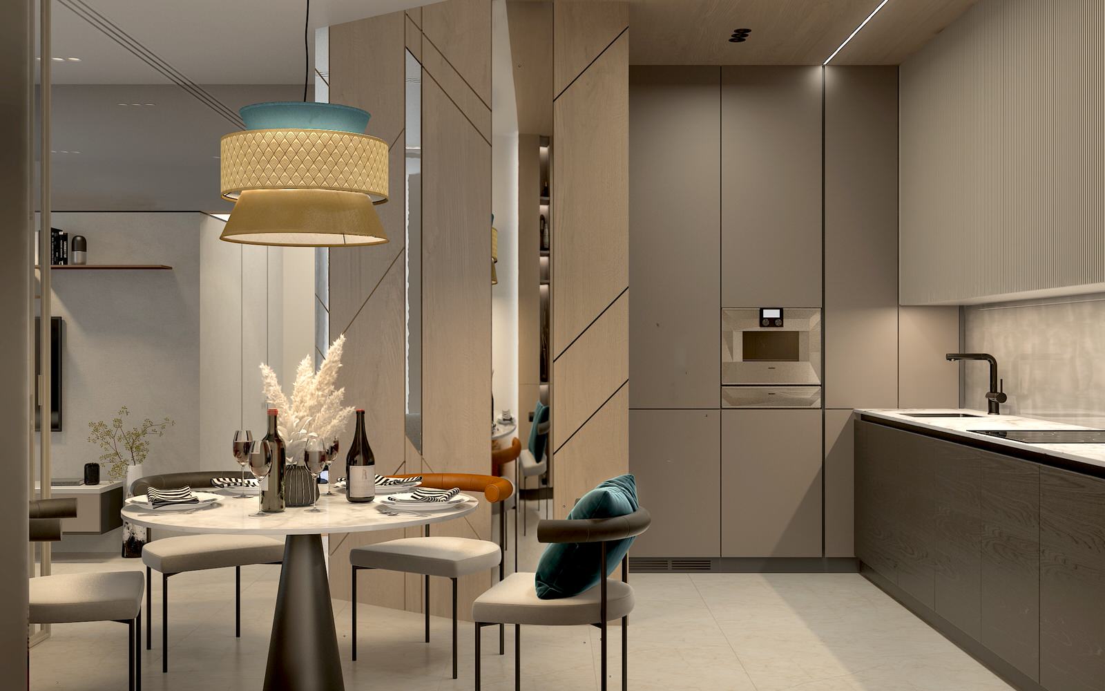 Дизайн интерьера кухни-студии в современном стиле